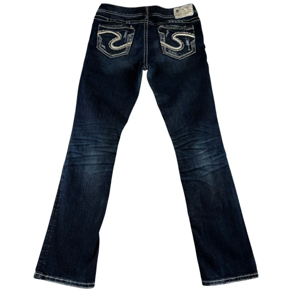 Silver Jeans Co. Aiko Baby‎ Bootcut Jeans Womens 29x31 Blue Denim Distressed